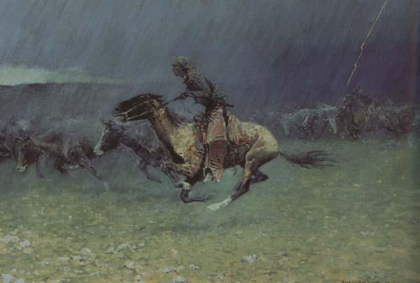 Frederic Remington The Stampede by Lightning (mk43) oil painting image